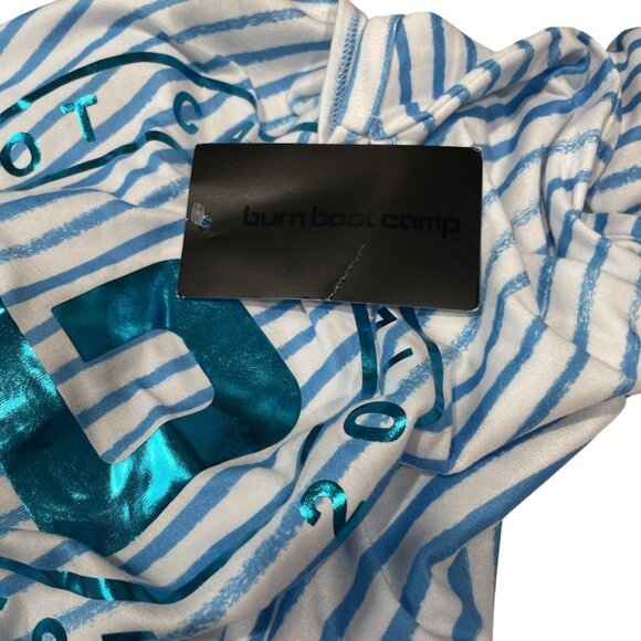 Burn Boot Camp Athletic Tank Top Womens S Blue White Stripe Logo Sleeveless New - Picture 6 of 6